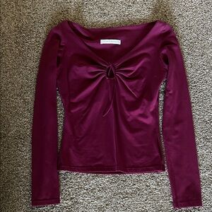 Susana Monaco Twist-Front Long Sleeve Top in Burgundy